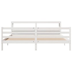 Cadre de lit avec tête de lit sans matelas blanc 180x200 cm 