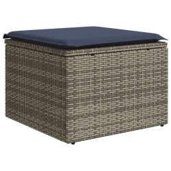 Salon de jardin 4 pcs avec coussins gris résine tressée 