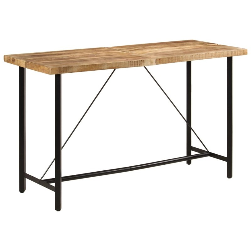 Table de bar 180x70x107 cm bois massif de manguier et fer Table de bar 180x70x107 cm bois massif de manguier et fer