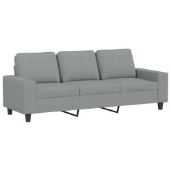 Canapé à 3 places avec repose-pieds Gris clair 180 cm Tissu 