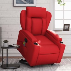 Fauteuil inclinable de massage Rouge Similicuir 