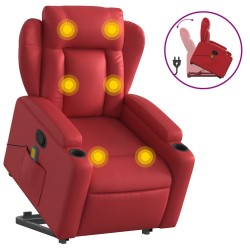 Fauteuil inclinable de massage Rouge Similicuir 