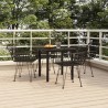 Ensemble à manger de jardin 5 pcs Noir Résine tressée 