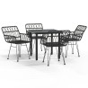 Ensemble à manger de jardin 5 pcs Noir Résine tressée 