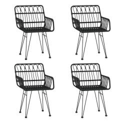 Ensemble à manger de jardin 5 pcs Noir Résine tressée 