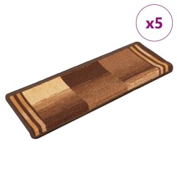Tapis d'escalier autoadhésifs 5 pcs 65x21x4 cm Marron 