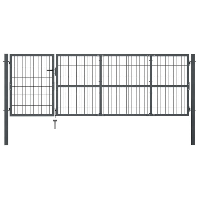 Portillon avec poteaux Acier 350 x 100 cm Anthracite Portillon avec poteaux Acier 350 x 100 cm Anthracite