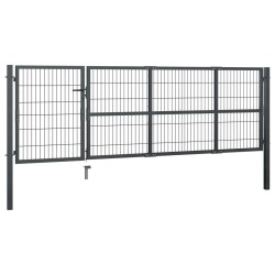 Portillon avec poteaux Acier 350 x 100 cm Anthracite 