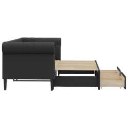 Lit de jour avec gigogne et tiroirs sans matelas noir 90x200 cm 