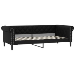 Lit de jour avec gigogne et tiroirs sans matelas noir 90x200 cm 