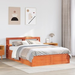 Cadre de lit et tête de lit cire marron 140x200 cm bois de pin 