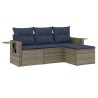 Salon de jardin 4 pcs avec coussins gris résine tressée 
