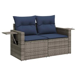 Salon de jardin 4 pcs avec coussins gris résine tressée 