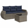 Salon de jardin 4 pcs avec coussins gris résine tressée 