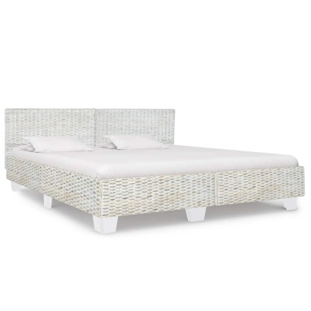 Cadre de lit sans matelas Gris Rotin naturel 180x200 cm 
