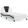 Lit avec matelas blanc et noir 100x200 cm similicuir 