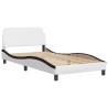 Lit avec matelas blanc et noir 100x200 cm similicuir 