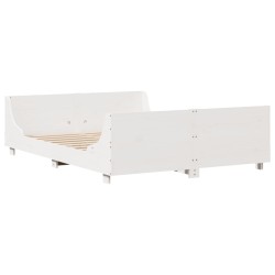 Cadre de lit sans matelas blanc 150x200 cm bois de pin massif 