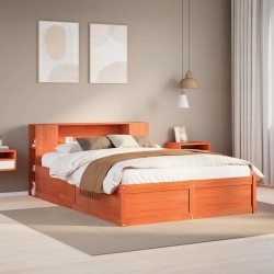 Cadre de lit sans matelas cire marron 120x200cm bois pin massif 