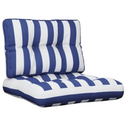 Coussins de palette lot de 2 rayures bleues/blanches tissu 