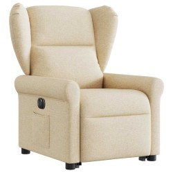 Fauteuil inclinable électrique crème tissu 