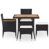 Mobilier d'extérieur 5 pcs Noir Résine tressée et bois d'acacia 