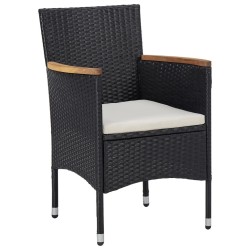 Mobilier d'extérieur 5 pcs Noir Résine tressée et bois d'acacia 