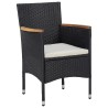 Mobilier d'extérieur 5 pcs Noir Résine tressée et bois d'acacia 
