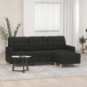 Canapé à 3 places avec repose-pieds Noir 180 cm Tissu 