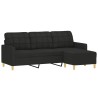 Canapé à 3 places avec repose-pieds Noir 180 cm Tissu 