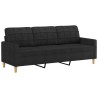 Canapé à 3 places avec repose-pieds Noir 180 cm Tissu 