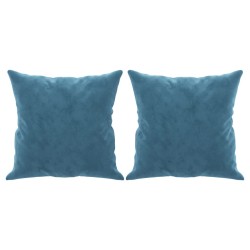 Canapé 3 places avec oreillers décoratifs bleu 180 cm velours 