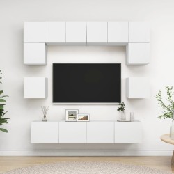 Ensemble de meubles TV 8 pcs Blanc Bois d'ingénierie 