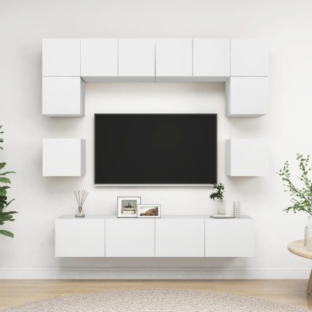 Ensemble de meubles TV 8 pcs Blanc Bois d'ingénierie 
