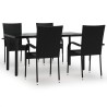 Ensemble à manger de jardin 5 pcs Noir Résine tressée 
