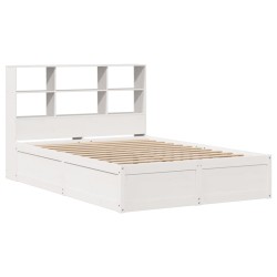 Cadre de lit sans matelas blanc 135x190 cm bois de pin massif 