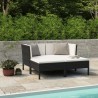 Salon de jardin 4 pcs avec coussins Résine tressée Noir 