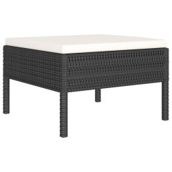 Salon de jardin 4 pcs avec coussins Résine tressée Noir 