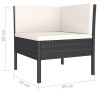 Salon de jardin 4 pcs avec coussins Résine tressée Noir 