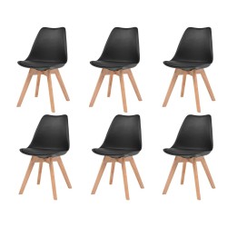 Chaises à manger lot de 6 Noir Plastique 