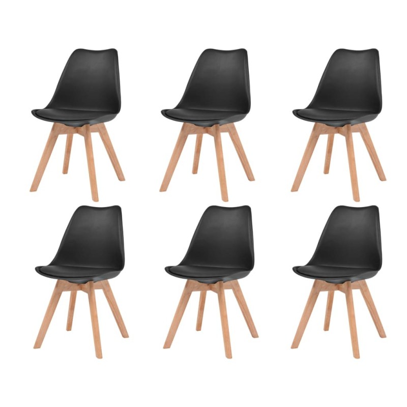 Chaises à manger lot de 6 Noir Plastique 
