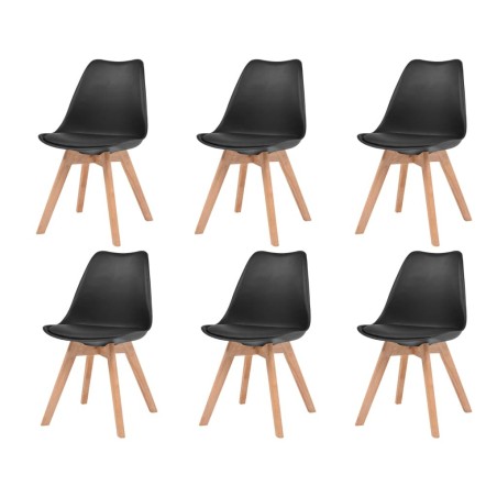 Chaises à manger lot de 6 Noir Plastique 