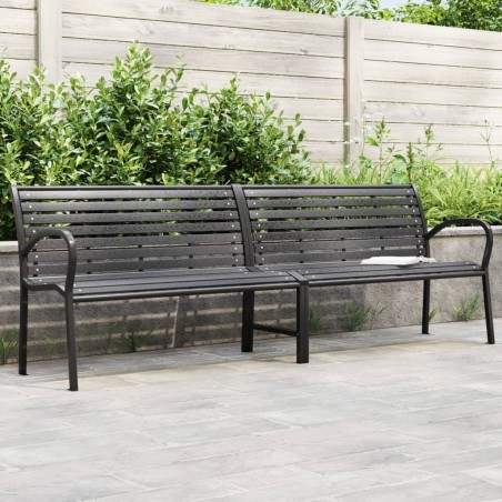 Banc double de jardin noir 231 cm acier et WPC  