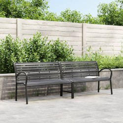 Banc double de jardin noir 231 cm acier et WPC  