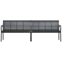 Banc double de jardin noir 231 cm acier et WPC  