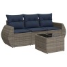 Salon de jardin 4 pcs avec coussins gris résine tressée 