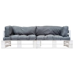 Canapés de jardin palette 2 pcs avec coussins Gris Pinède 