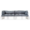 Canapés de jardin palette 2 pcs avec coussins Gris Pinède 