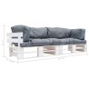 Canapés de jardin palette 2 pcs avec coussins Gris Pinède 