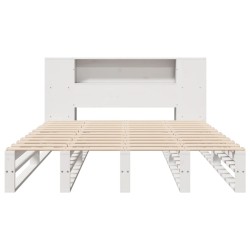 Lit bibliothèque sans matelas blanc 120x200 cm bois massif 